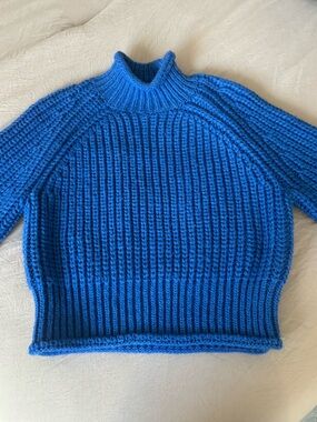 H&M Cobalt Blue Ribbed Turtleneck Sweater